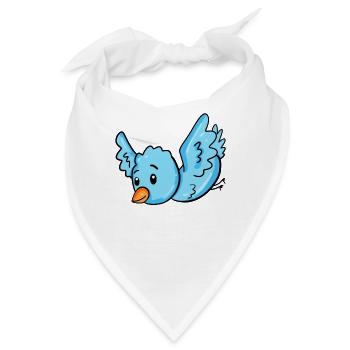 Vogel Blau - Bandana - Weiß - Vorne