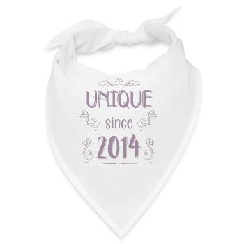 Einzigartig seit 2014 Geburtstag Mädchen - Bandana - Weiß - Vorne