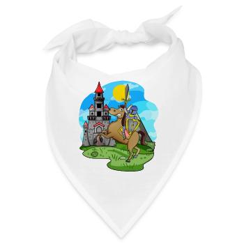 Ritter Pferd Burg für Kinder - Bandana - Weiß - Vorne