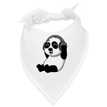 Niedlicher Panda hört Musik - Bandana - Weiß - Vorne