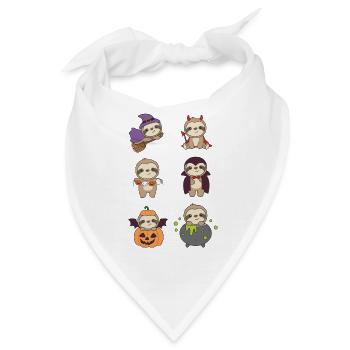 Faultier Halloween Teufel Kürbis Vampier Kostüm - Bandana - Weiß - Vorne
