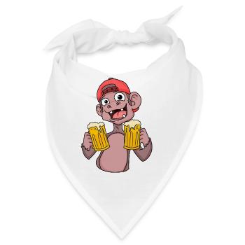 Affe mit Biergläser - Bandana - Weiß - Vorne