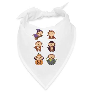 Affe Halloween Hexe Teufel Kürbis Vampier Kostüm - Bandana - Weiß - Vorne