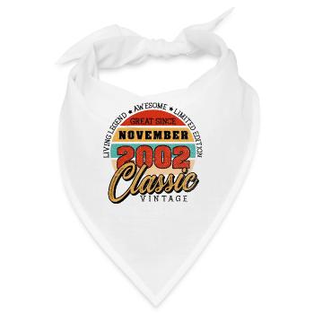Retro 20 Years November 2002 Birthday Vintage - Bandana - Weiß - Vorne