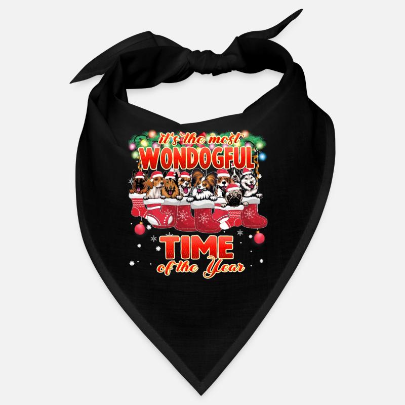 Races de chiens mignons grands et petits - Chien de Noël Bandana
