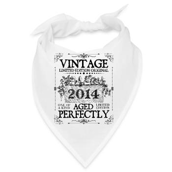 2014 | Vintage Aged Perfectly seit 2014 Geburtstag - Bandana - Weiß - Vorne