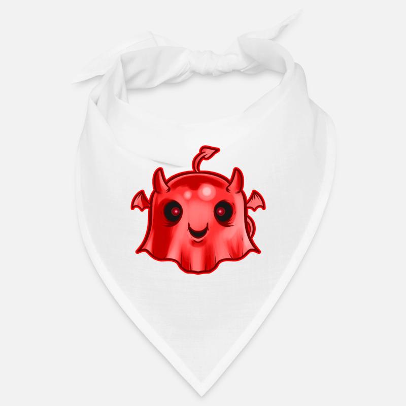 Cute Kawaii Chibi Red Ghost With Horns Tiny Wings Bandana