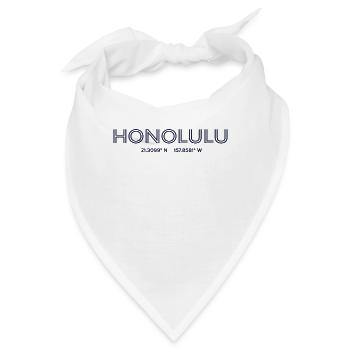USA Stadt Koordinaten - Honolulu - Bandana - Weiß - Vorne