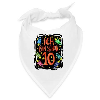 10. Geburtstag 10 Jahre Astronaut Weltall - Bandana - Weiß - Vorne