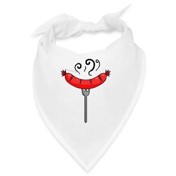 Wurst Currywurst Fleisch Bratwurst Grillwurst - Bandana - Weiß - Vorne