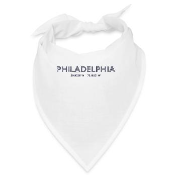 USA Stadt Koordinaten - Philadelphia - Bandana - Weiß - Vorne