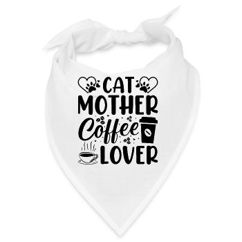 Katze mit Mama Kaffee Tasse Lustige Geschenk Idee - Bandana - Weiß - Vorne