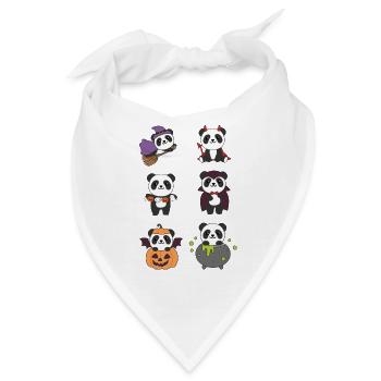 Panda Halloween Hexe Teufel Kürbis Vampier Kostüm - Bandana - Weiß - Vorne