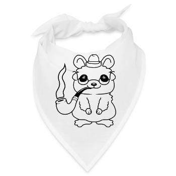 Sir Hamster raucht Pfeife - Bandana - Weiß - Vorne