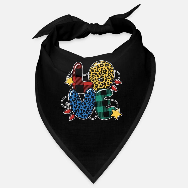 Plaid Pattern Leopard Pattern Love Christmas Bandana