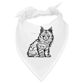 Maine Coon Katze Kater Haustier Stubentiger - Bandana - Weiß - Vorne