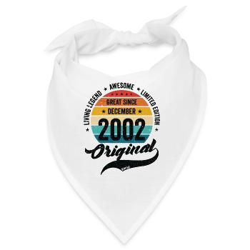 Retro 20 Years December 2002 Birthday Vintage - Bandana - Weiß - Vorne