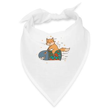 Fuchs auf Rakete lustig niedlich Tierpark - Bandana - Weiß - Vorne