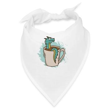 Drache in einer Tasse niedliches Fabelwesen - Bandana - Weiß - Vorne