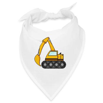 Löffelbagger Ausgräber Bagger Baumaschine - Bandana - Weiß - Vorne