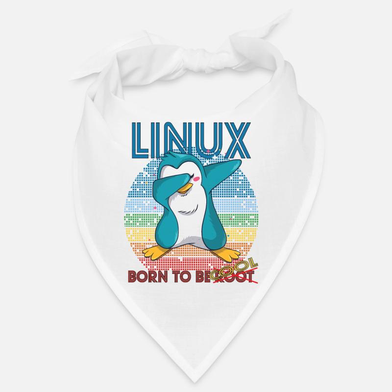Linux Cool Born To Be Root Cute Penguin Geek Admin - Bandana - blanc
