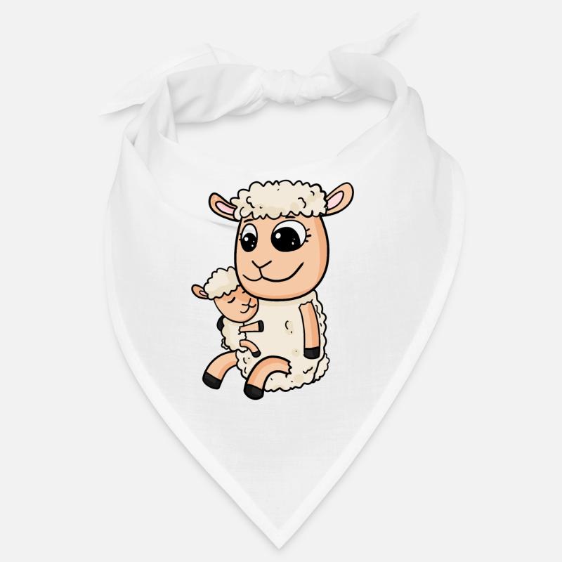 Moutons avec bébé moutons - Bandana - blanc