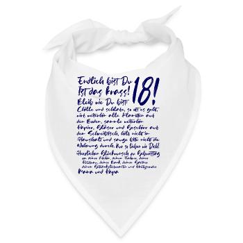 18. Geburtstag Endlich 18 Jahre Geschenk zum 18. - Bandana - Weiß - Vorne