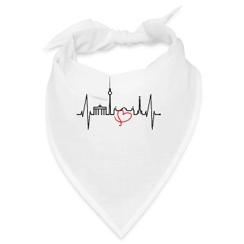 Berlin Skyline Herzschlag Herz Liebe Love Berliner - Bandana - Weiß - Vorne