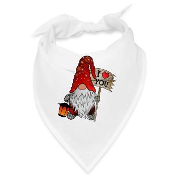 Gnom Weihnachts Wichtel mit ich liebe dich Schild - Bandana - Weiß - Vorne