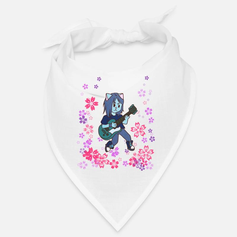 Cat plays guitar in the meadow Bandana