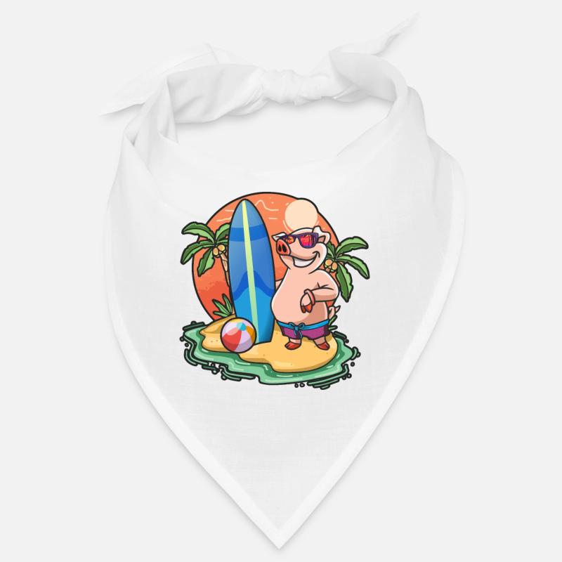 Drôle de cochon Surf Lovers Cool Planche de surf Jeu de mots Bandana