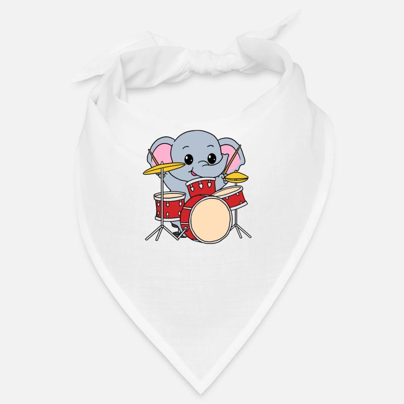 Elephant Drummer Elephant Gift - Bandana - blanc