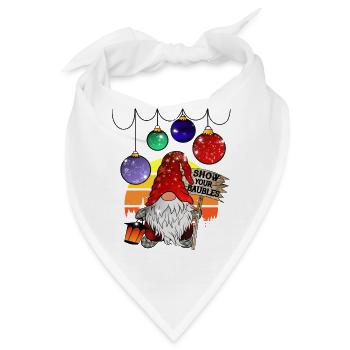 Gnom Weihnachts Wichtel mit Christbaumkugeln - Bandana - Weiß - Vorne