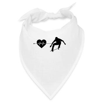 Skater Skate Herzschlag - Bandana - Weiß - Vorne