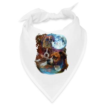 3 Moon Boxer Hund Liebhaber Cool Tier Haustier Neuheit Wortspiel - Bandana - Weiß - Vorne