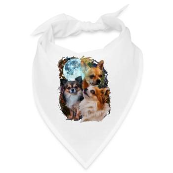 3 Mond Chihuahua Hund Liebhaber Cool Tier Haustier Neuheit - Bandana - Weiß - Vorne