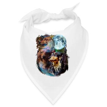 3 Mond Dackel Hund Hund Liebhaber Cool Tier Haustier Neuheit - Bandana - Weiß - Vorne