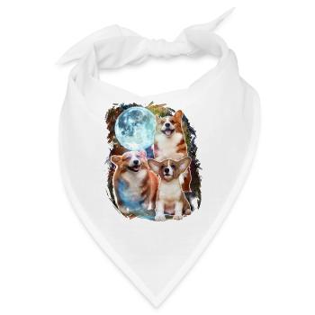 3 Moon Corgi Hund Liebhaber Cool Tier Haustier Neuheit Wortspiel - Bandana - Weiß - Vorne