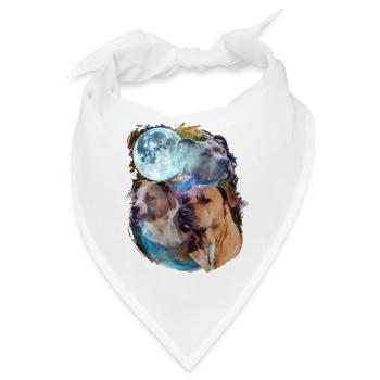 3 Moon Pitbull Hund Liebhaber Cool Tier Haustier Neuheit - Bandana - Weiß - Vorne