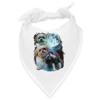 3 Mond Shih Tzu Hund Liebhaber Cool Tier Haustier Neuheit - Bandana - Weiß - Vorne