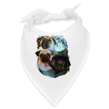 3 Moon Mops Hund Liebhaber Cool Tier Haustier Neuheit Wortspiel - Bandana - Weiß - Vorne
