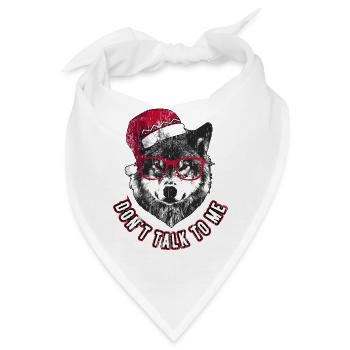 Sprich nicht mit mir - Grumpy Christmas Wolf - Bandana - Weiß - Vorne