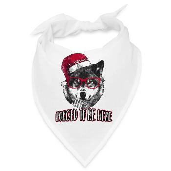 Gezwungen, hier zu sein - Grumpy Christmas Wolf - Bandana - Weiß - Vorne