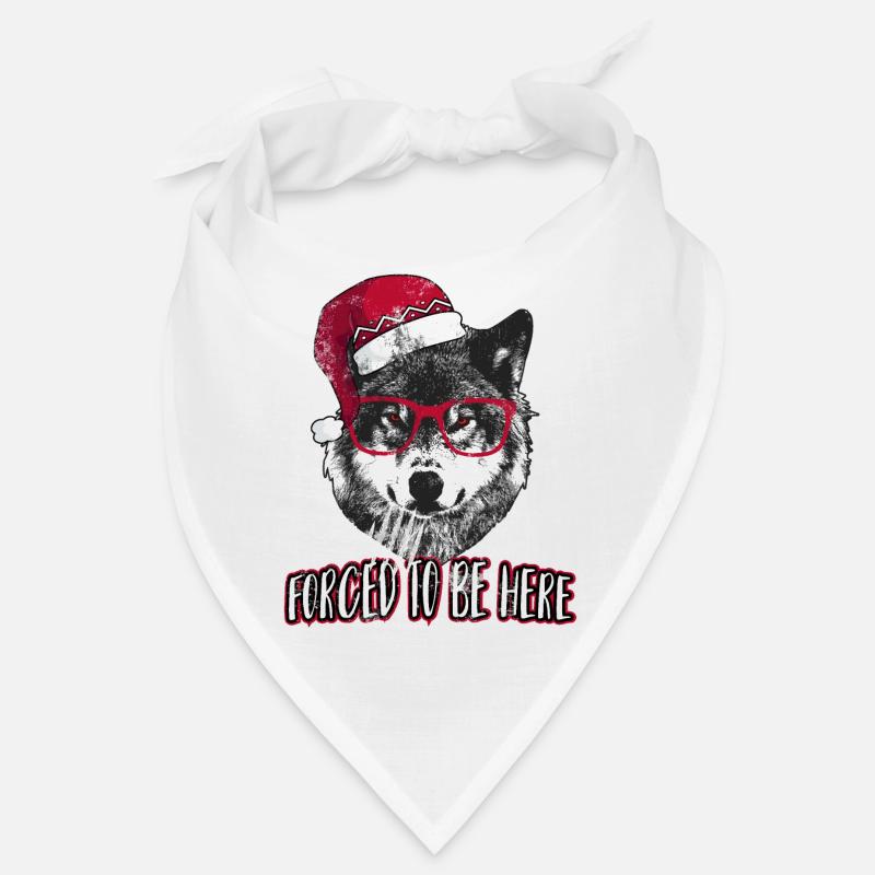 Forced to be here - Grumpy Christmas Wolf Bandana