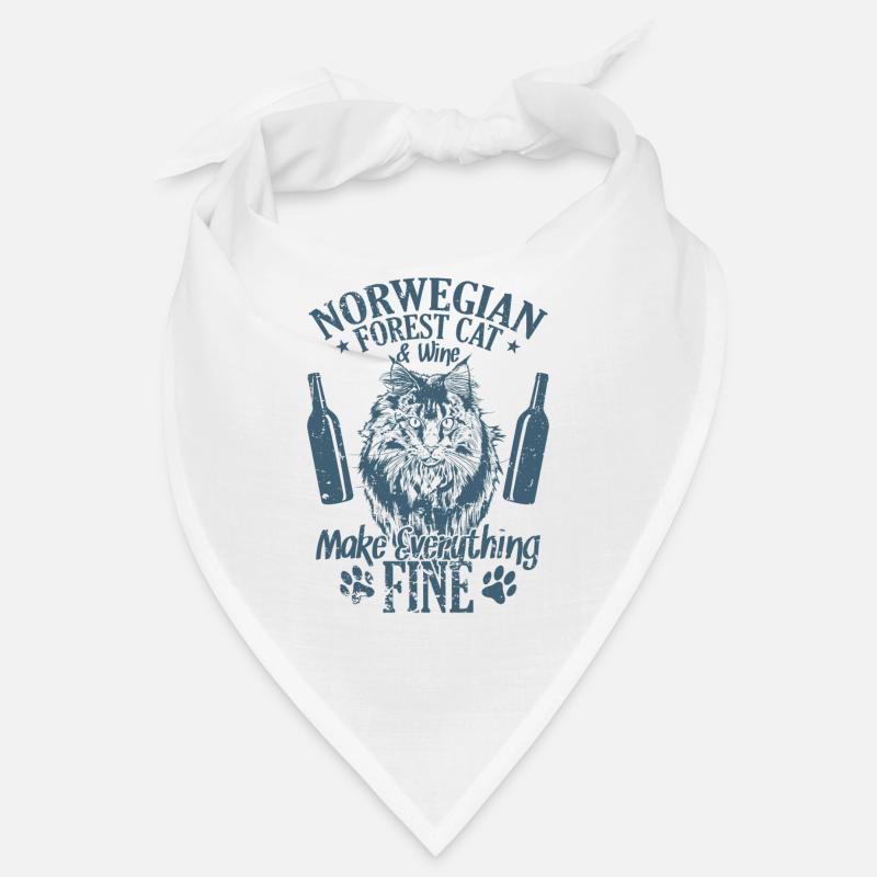 Norwegian Forest Cat and Wine Make Everything Fine Bandana