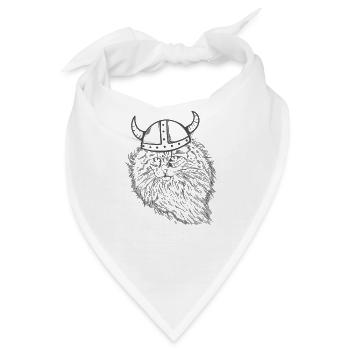 Norwegian Forest Cat mit Wikinger Helm - Bandana - Weiß - Vorne