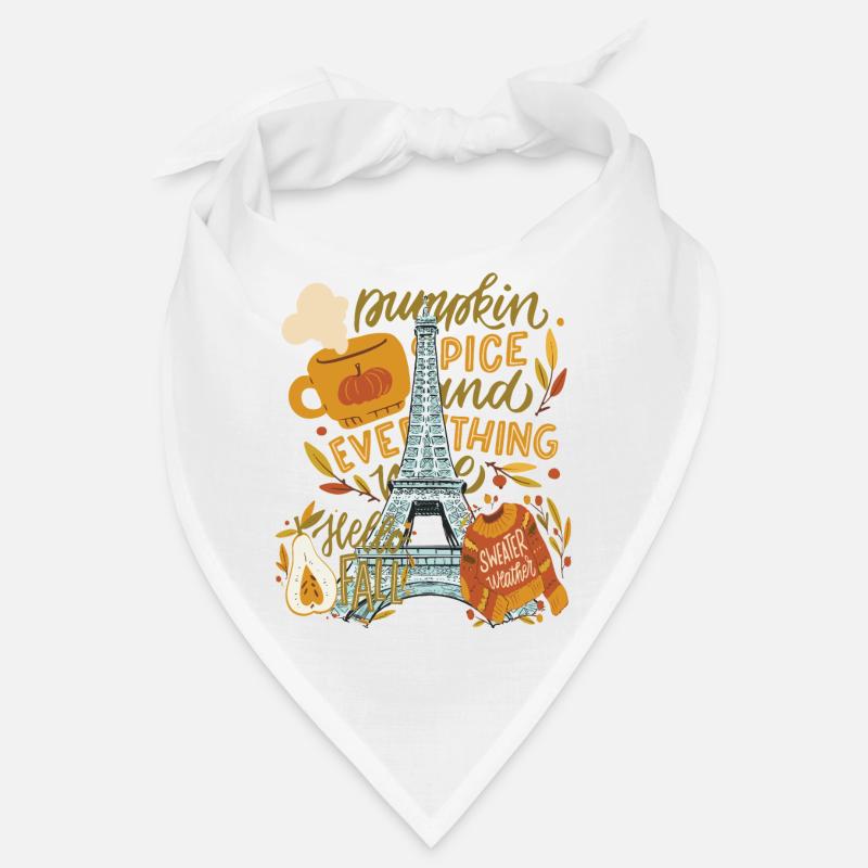Paris Hello Autumn Pumpkins on Eiffel Tower Autumn Bandana