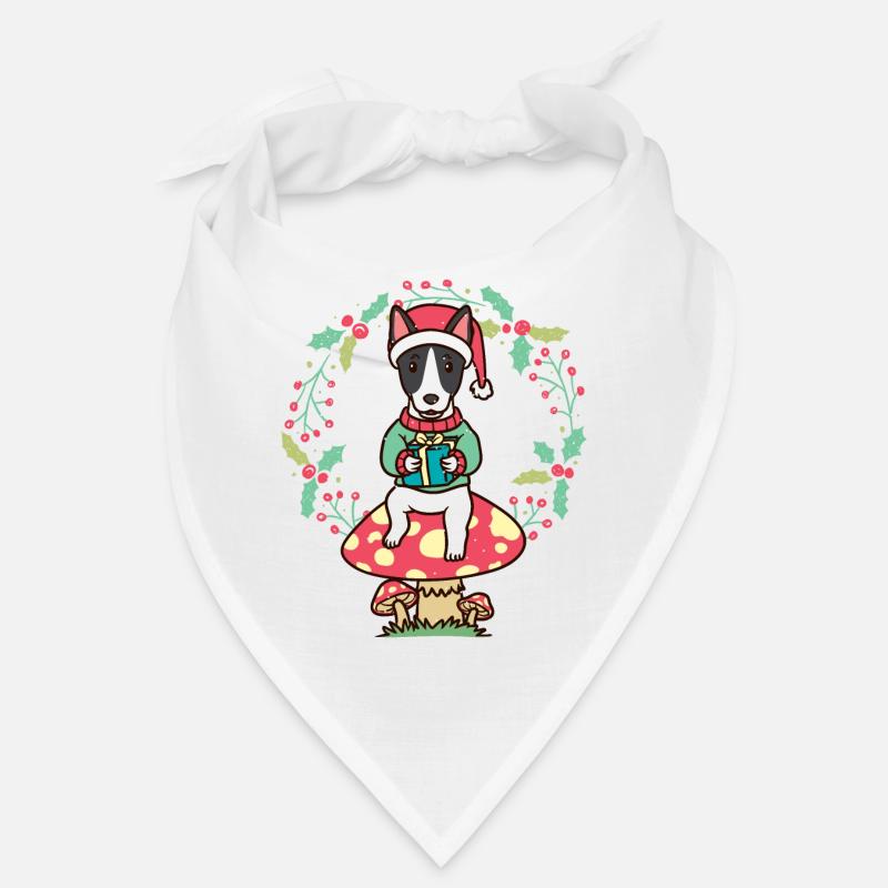 Rat Terrier chien sur champignon couronne de Noël Bandana