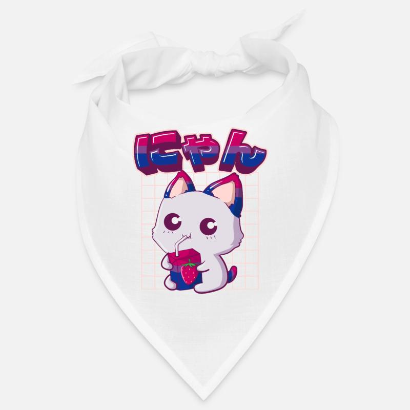 Bisexuell Stolz Bi Kawaii Katze Erdbeermilch Bisex - Bandana - Weiß