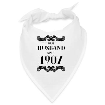 Bester Ehemann seit 1907 Hochzeitstag - Bandana - Weiß - Vorne